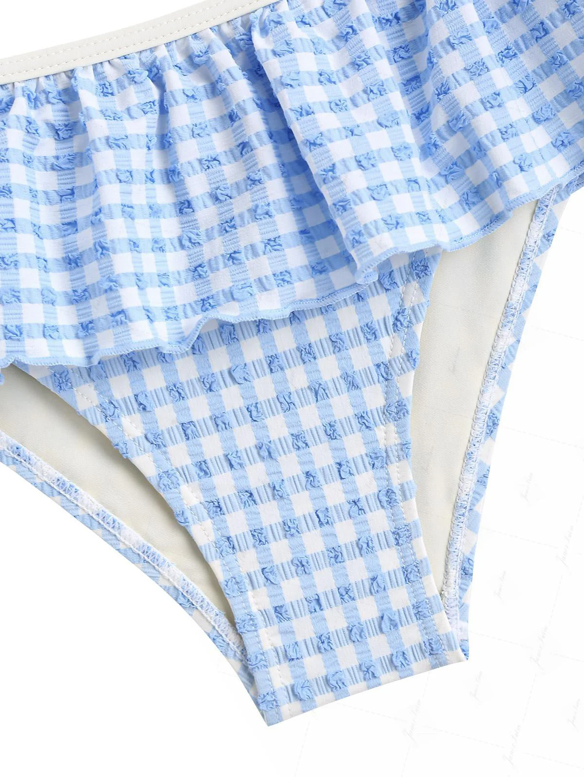 Hellblaues Bikinihöschen mit Blasenmuster und Schößchen. - Image 6