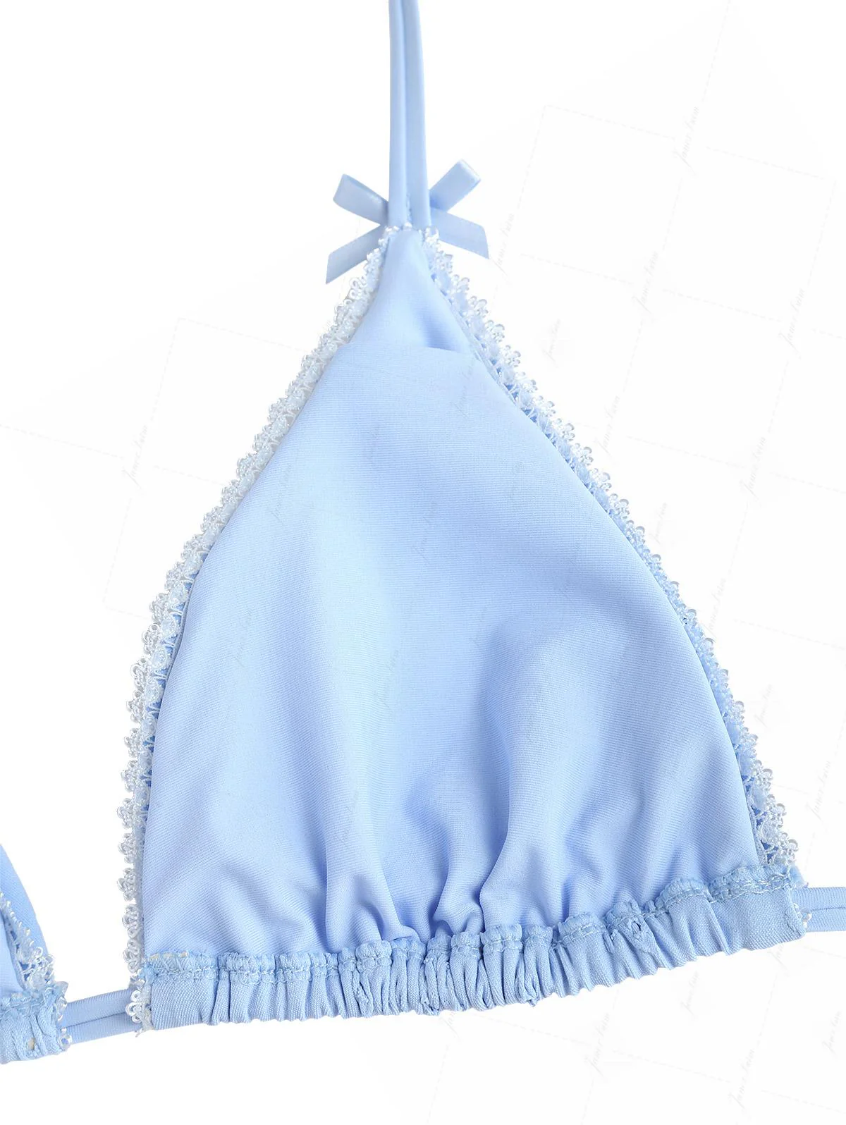 Hellblaues Bikini-Set aus Triangel-Oberteil mit Lochmuster und frechem brasilianischem Höschen - Image 4
