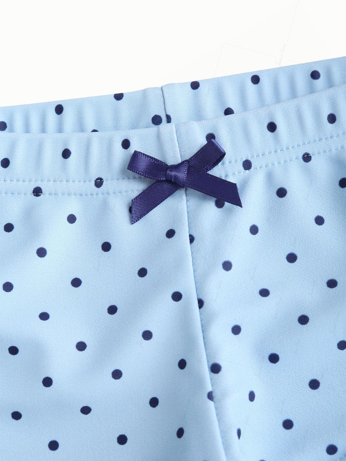 Hellblaue Bikinihose mit weißen Punkten und Schleife, freche Badeshorts. - Image 3