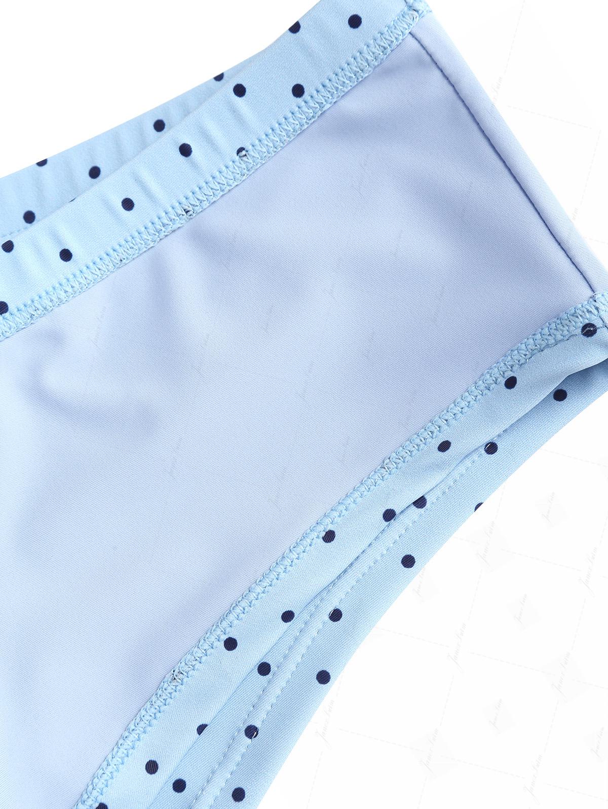 Hellblaue Bikinihose mit weißen Punkten und Schleife, freche Badeshorts. - Image 5