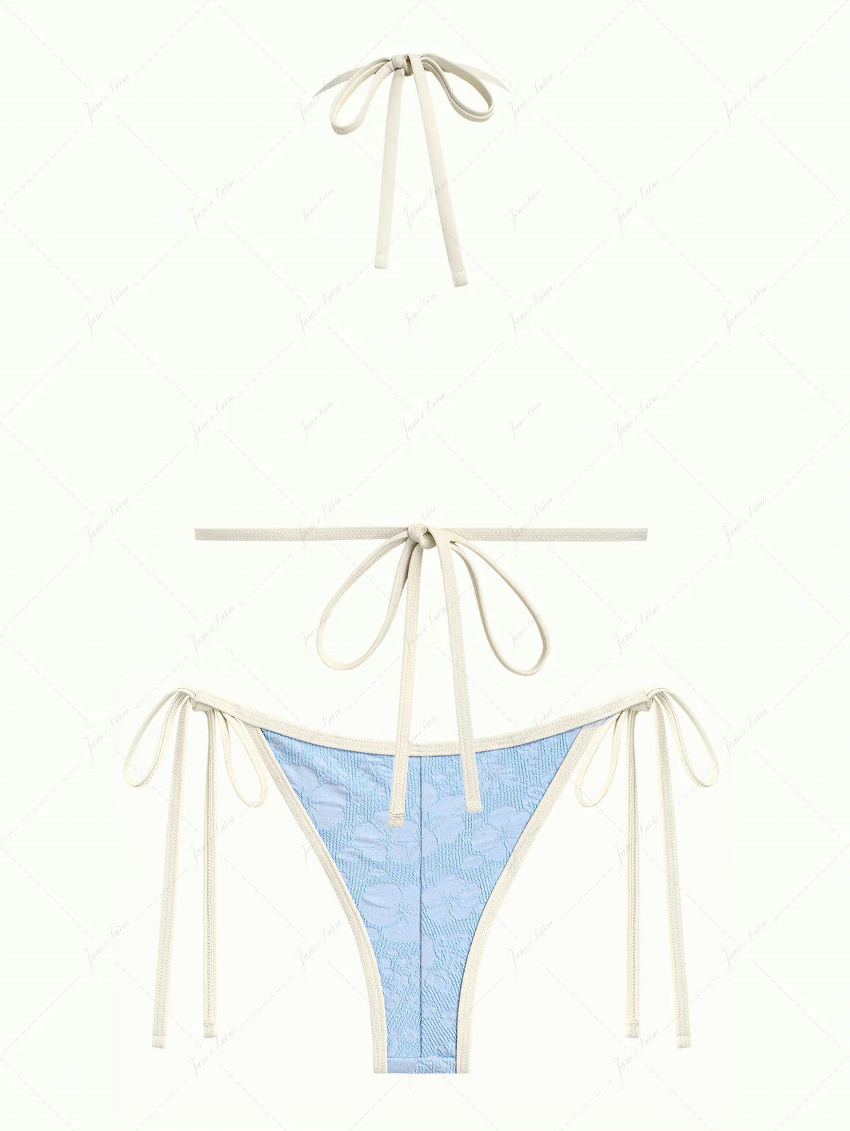 Hellblaues Bikini-Set aus recyceltem Jacquard-Stoff mit Push-up-Oberteil und frechem brasilianischem Höschen - Image 2
