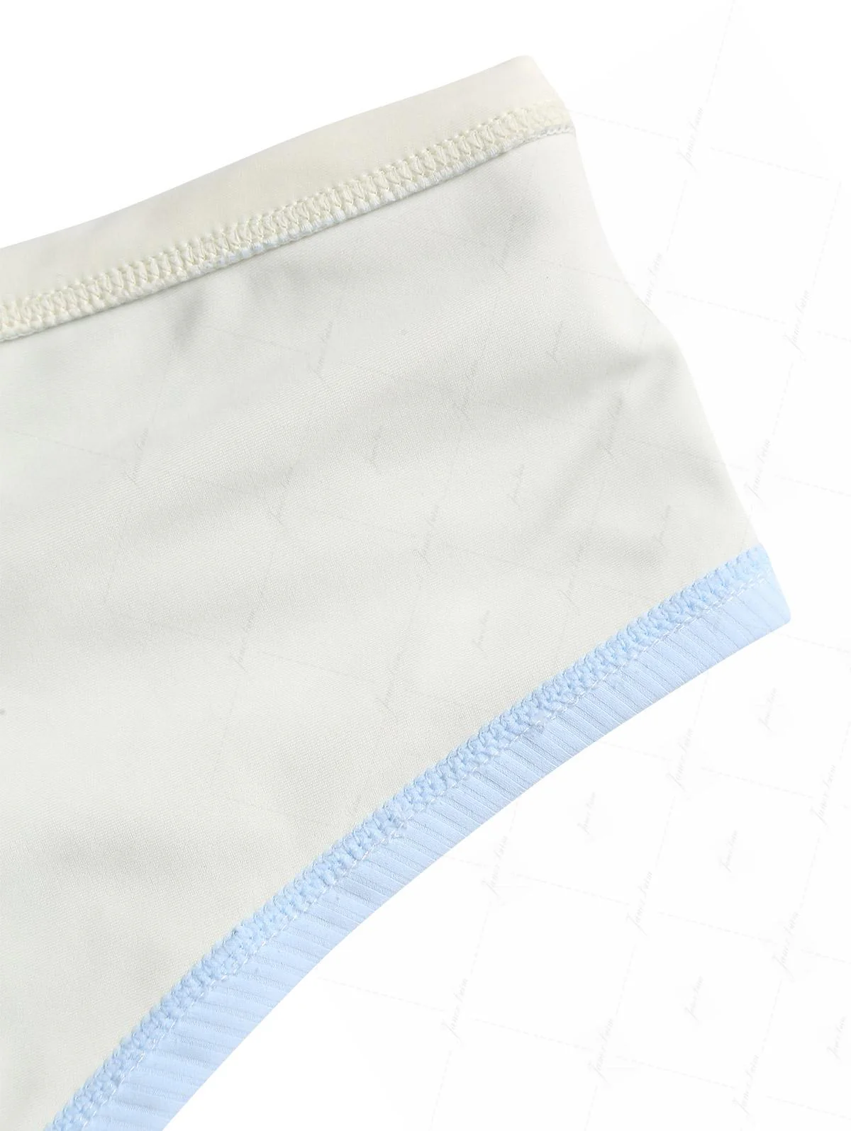 Light Blue Ribbed Knit Bowknot Halter Foldover Cheeky Boyshorts Tankini Set - Image 12