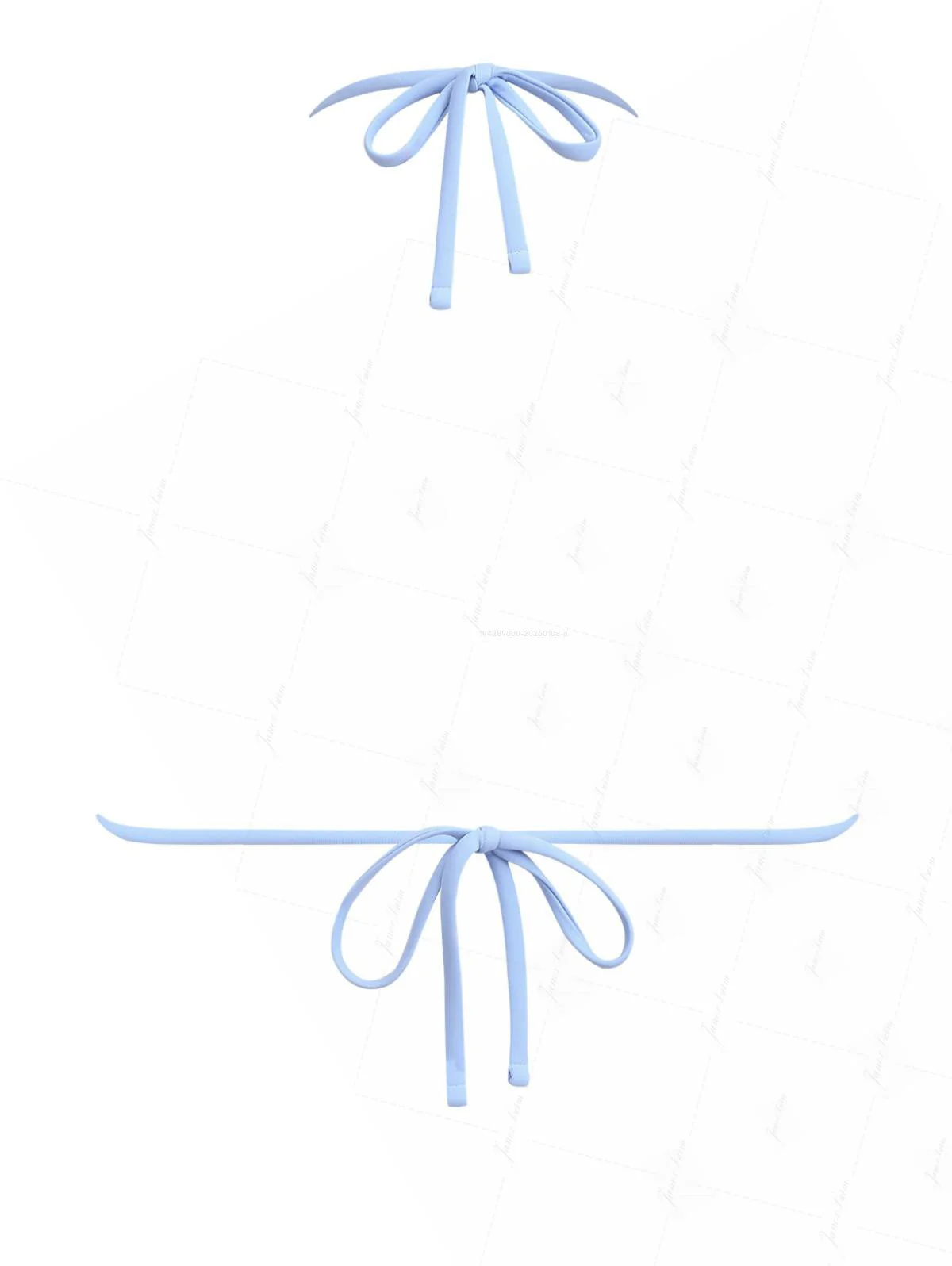 Hellblau gestreiftes Triangel-Bikini-Oberteil mit kontrastierender Spitze und Schleife, Neckholder - Image 9