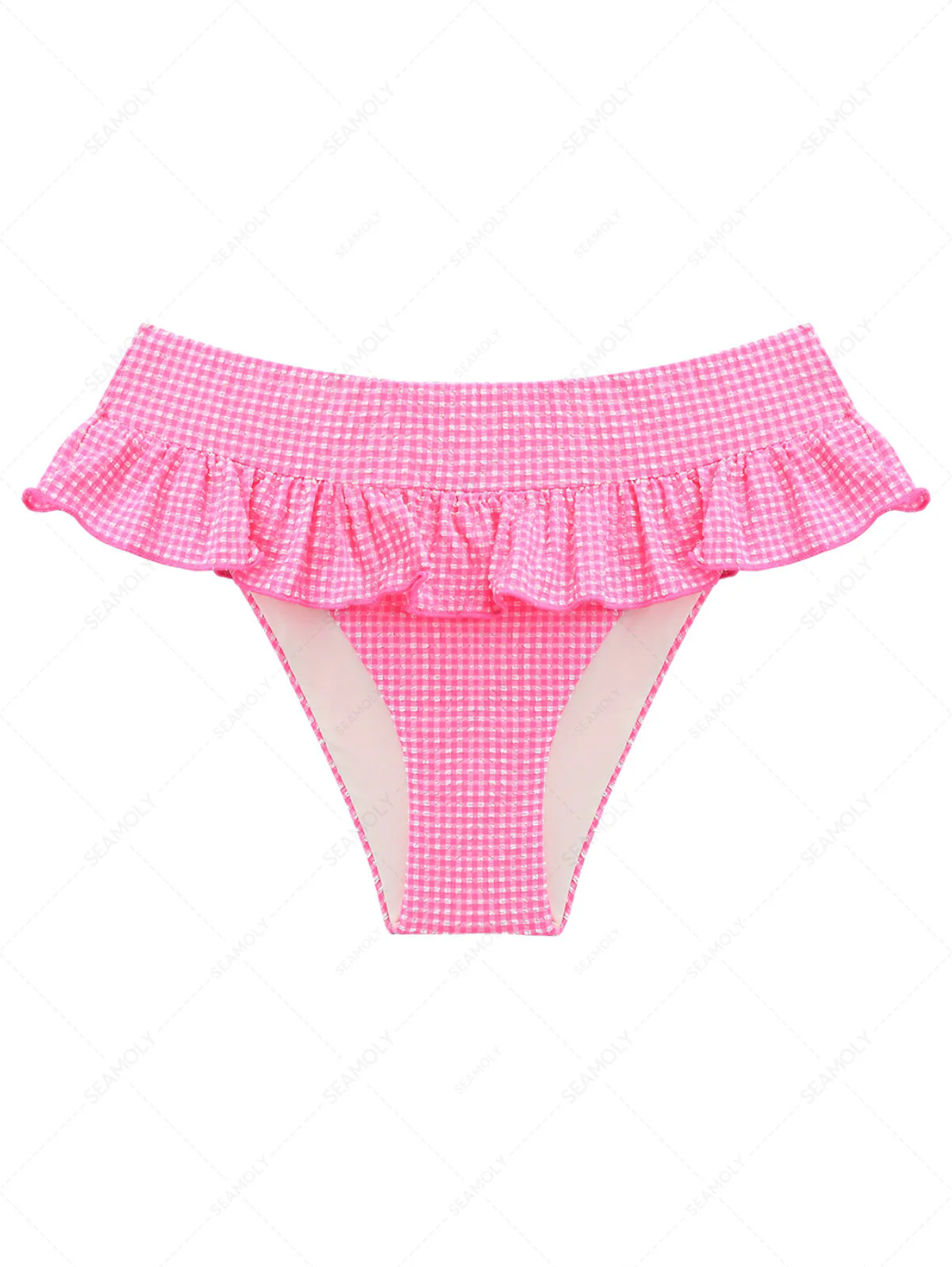 Hellrosa Bikinihose mit tiefem Sitz und Bubble Grid-Schößchenrock - Image 2