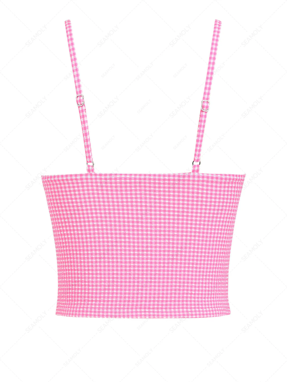 Hellrosa Tankini-Oberteil mit Picot-Schleife und Bubble Grid - Image 2