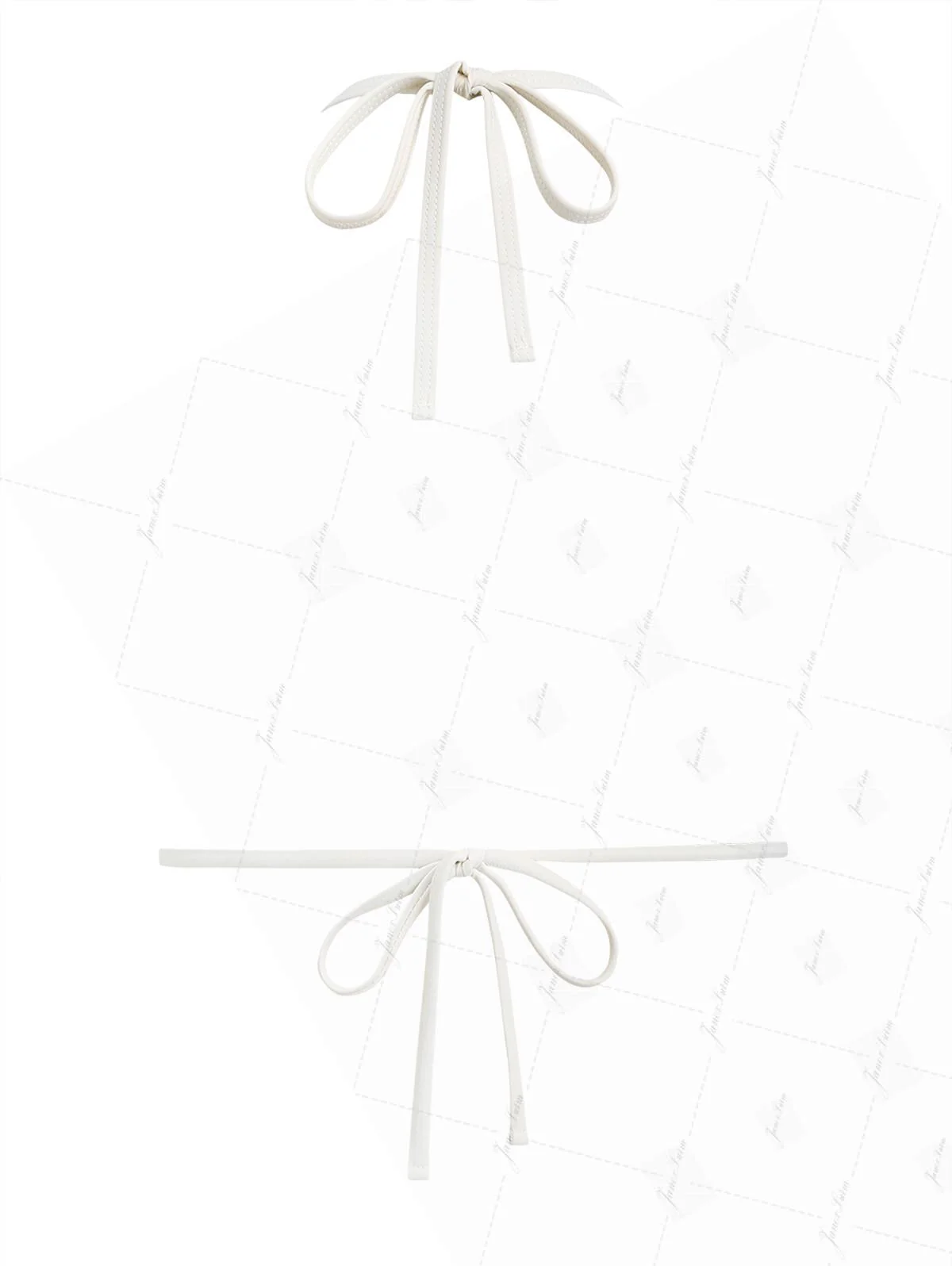 Hellrosa gestreiftes Triangel-Bikini-Oberteil mit Rüschenbesatz und kontrastierender Einfassung - Image 5