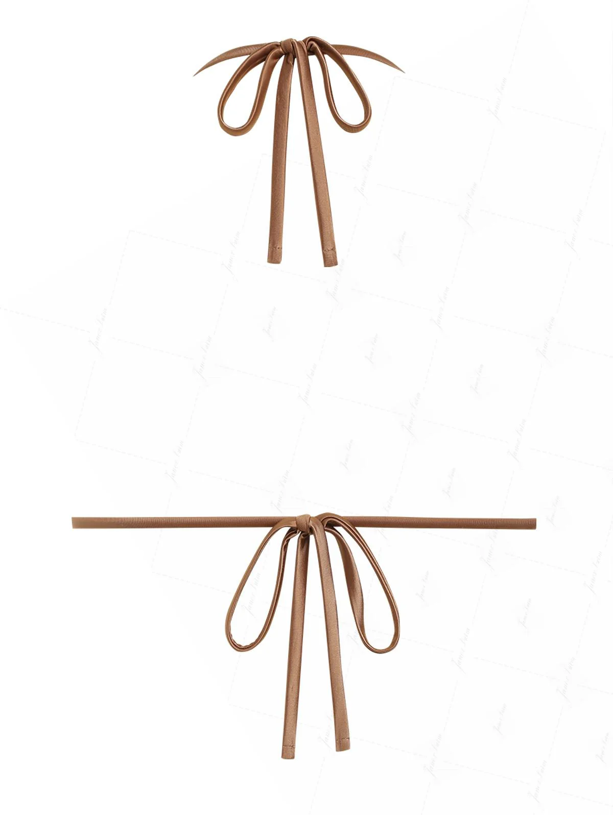 Hellgelbes Satin-Bikini-Top mit kontrastfarbenen Raffungen und Neckholder-Triangel-Design - Image 2