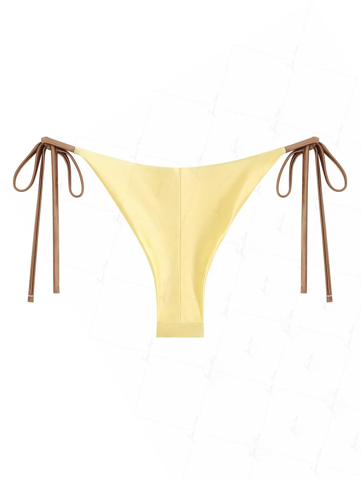 Hellgelbes, kontrastfarbenes Bikinihöschen aus Satin mit frechem brasilianischem Schnitt - Image 2