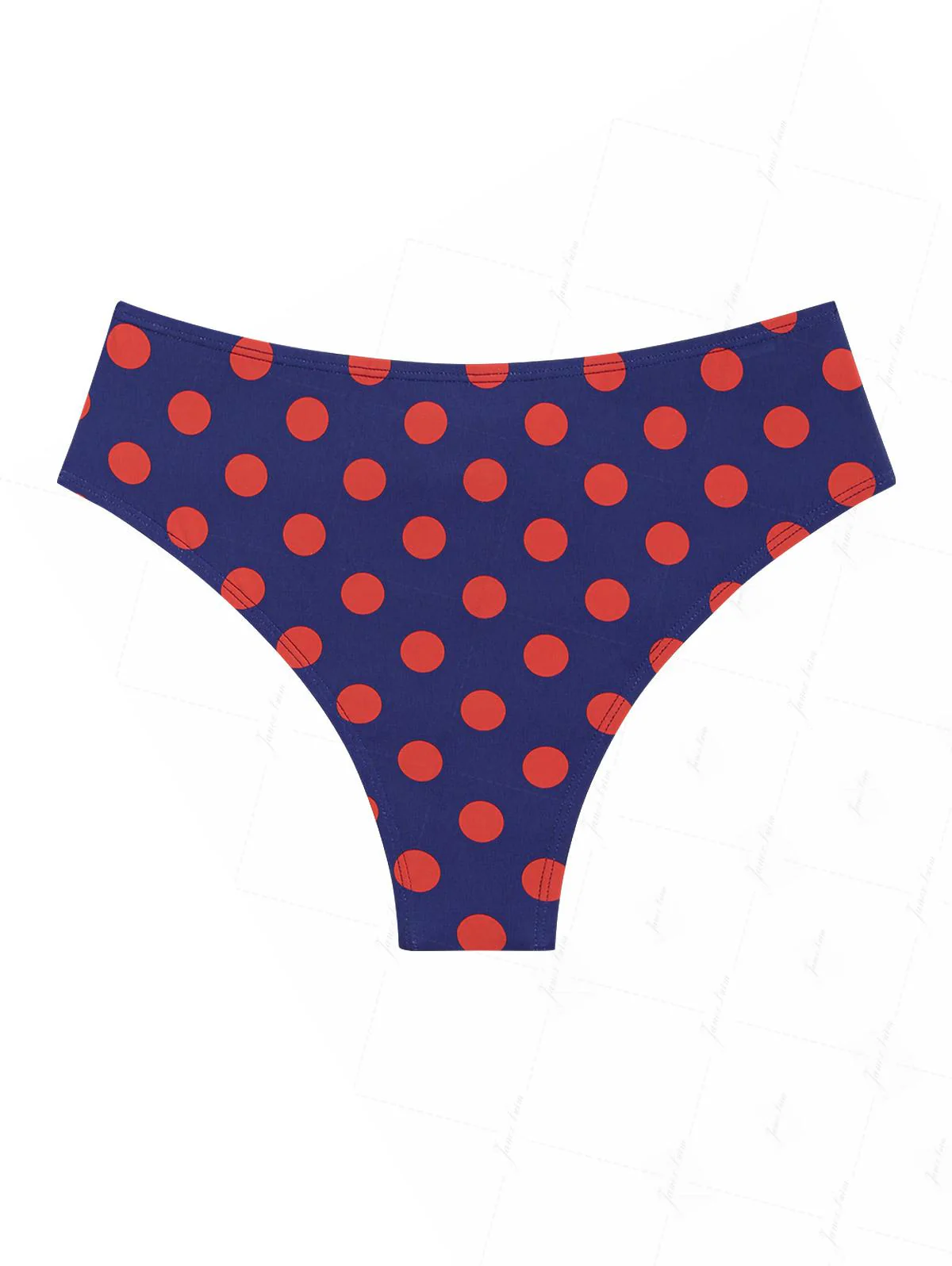 Mitternachtsblaues Bikinihöschen mit Polka-Dots, Schnürung und Schleife, halbbedeckend - Image 2