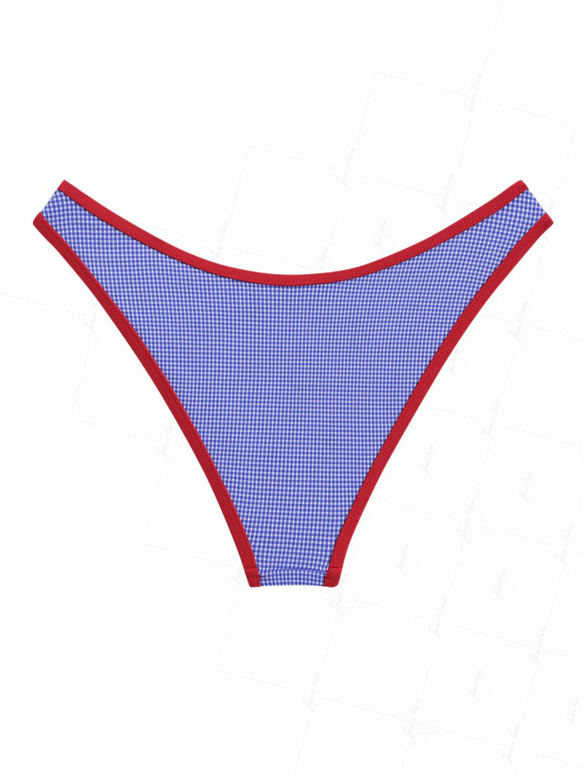 Marineblaues, gestricktes Bikinihöschen mit Karomuster, Schleife und kontrastierender Einfassung für den 4. Juli - Image 3