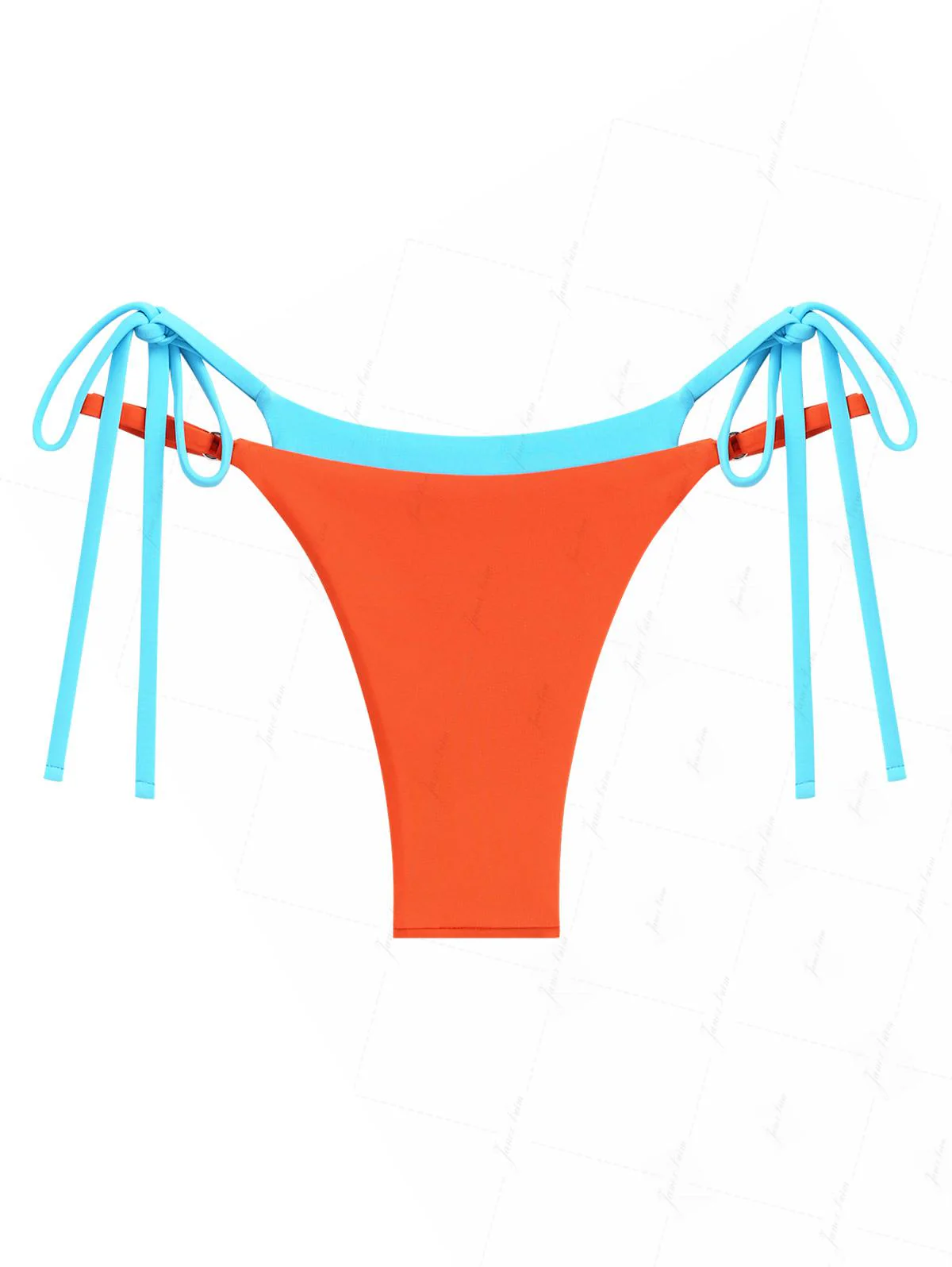 Orangefarbenes, zweifarbiges Bikinihöschen mit seitlichen Bindebändern und doppelter Lage - Image 2