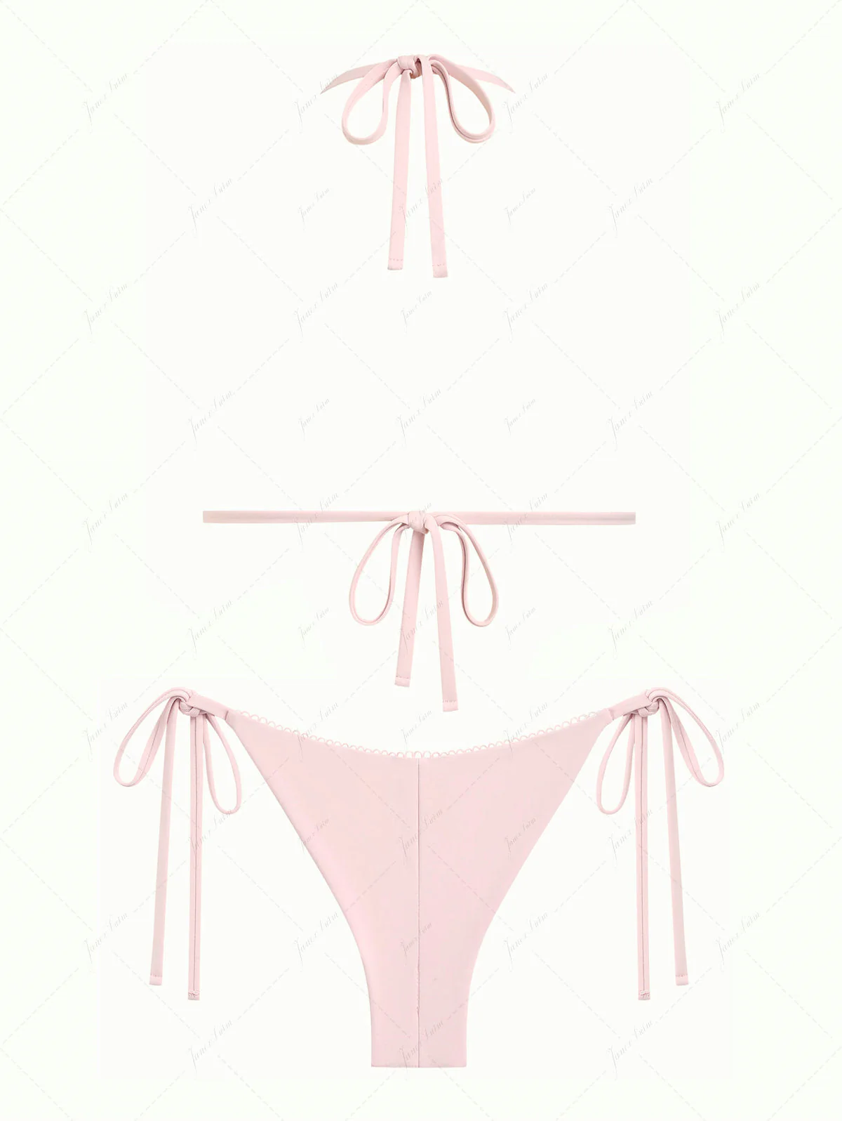 Pinkfarbenes Bikini-Set mit Picot-Triangel-Oberteil und frechem brasilianischem Höschen - Image 2