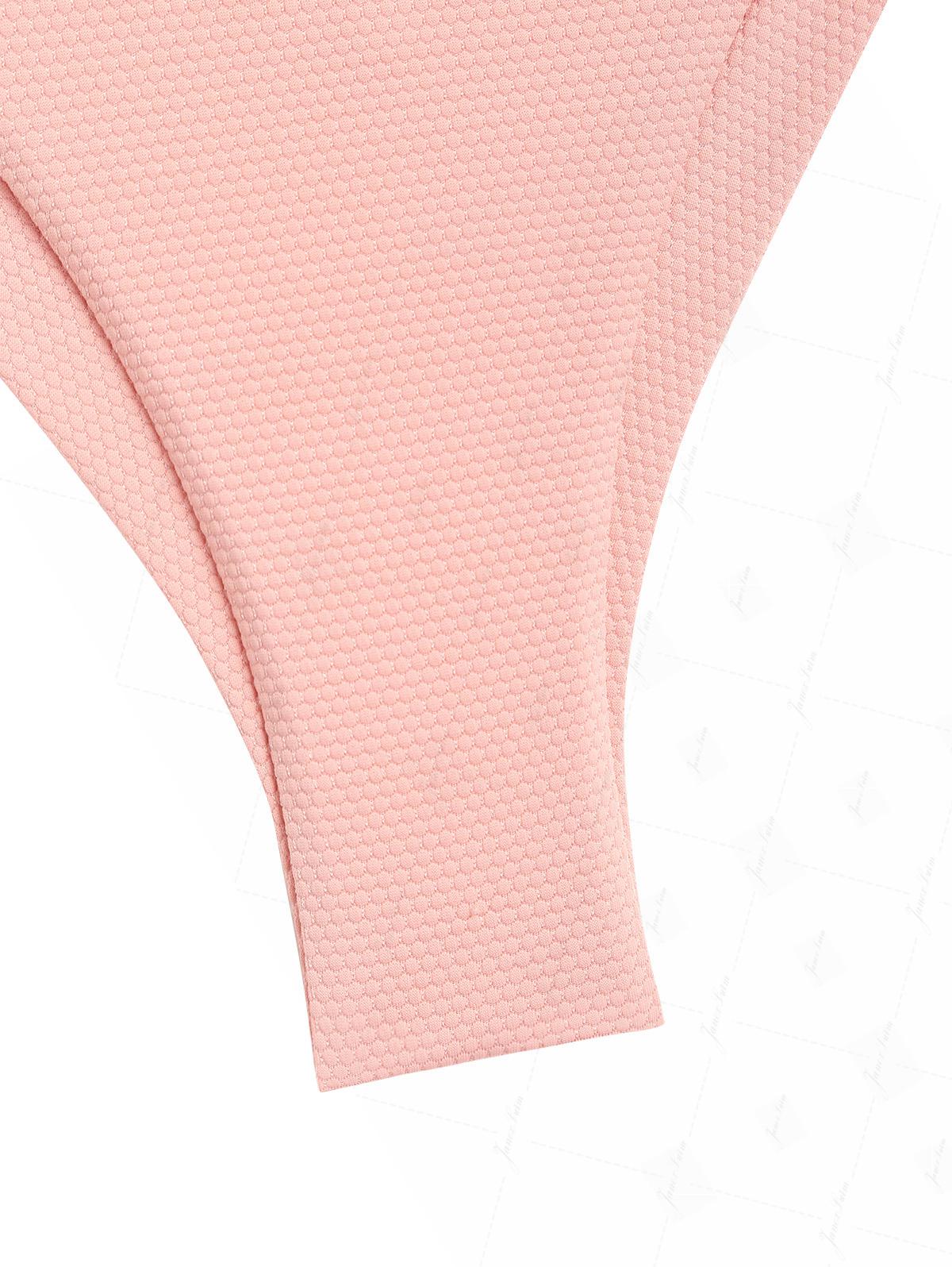 Pink Textured Knit Fabric Tie Side Cheeky Brazilian Bikini Bottom - Image 6