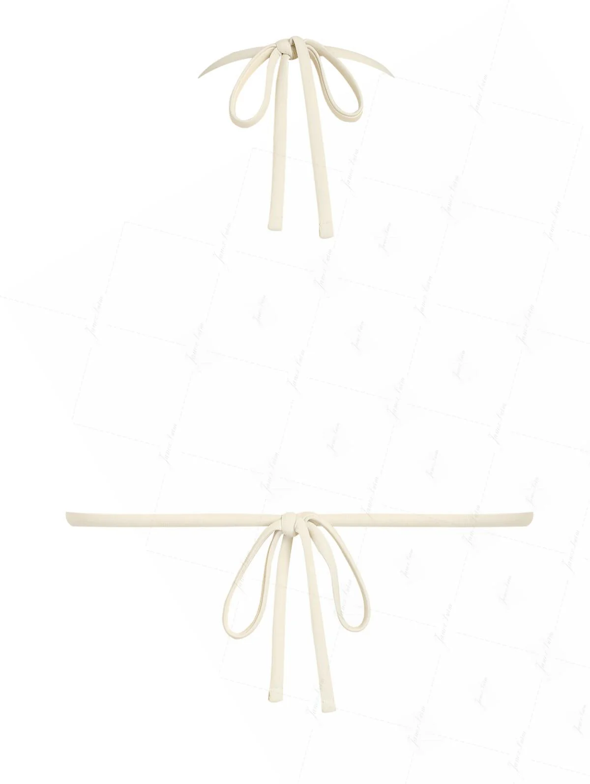 Pflanzengrünes Bikini-Oberteil mit Polka-Dots, Schleife und Neckholder - Image 2