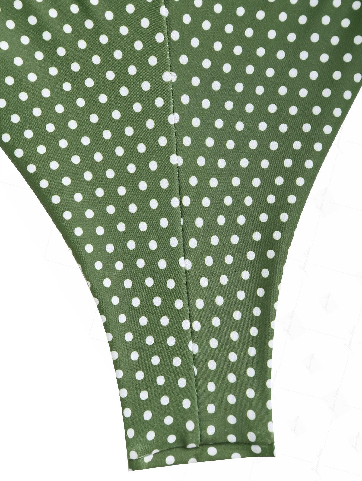 Plant Green Polka Dot Lace Bowknot Triangle Top & Cheeky Brazilian Bottom Bikini Set - Image 6