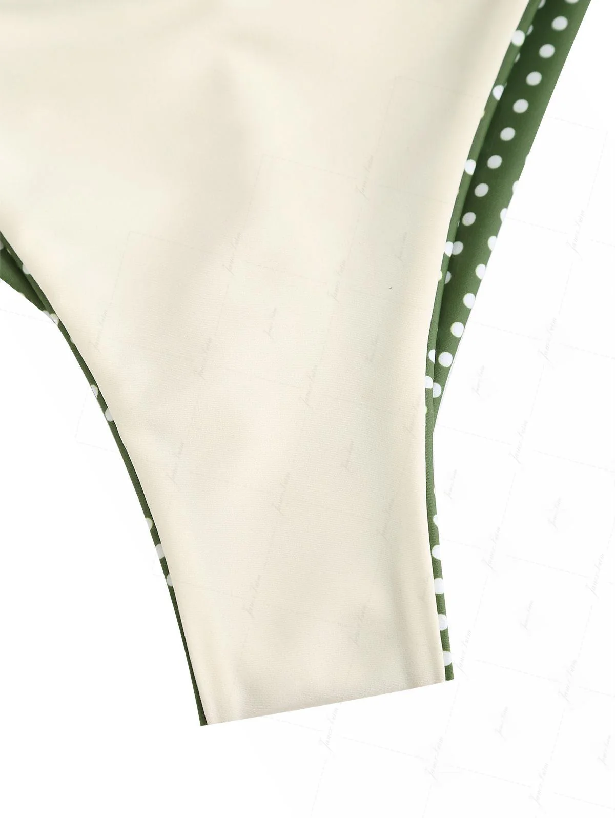 Plant Green Polka Dot Lace Bowknot Triangle Top & Cheeky Brazilian Bottom Bikini Set - Image 7