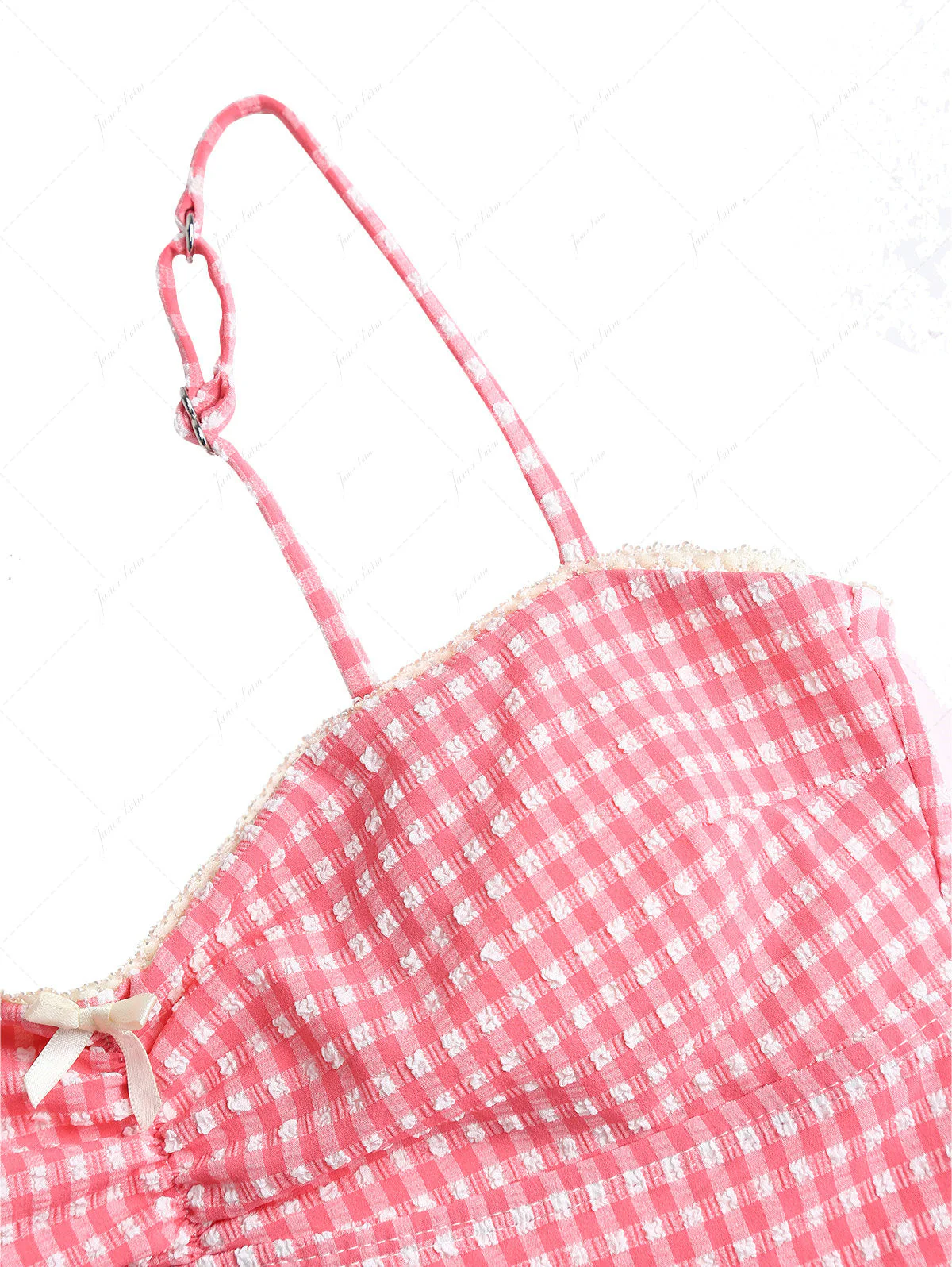 Rotes Tankini-Set mit Blasenmuster, Spitze und Schleife - Image 3