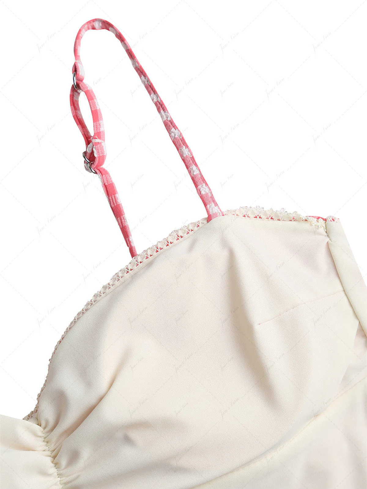 Rotes Tankini-Set mit Blasenmuster, Spitze und Schleife - Image 4