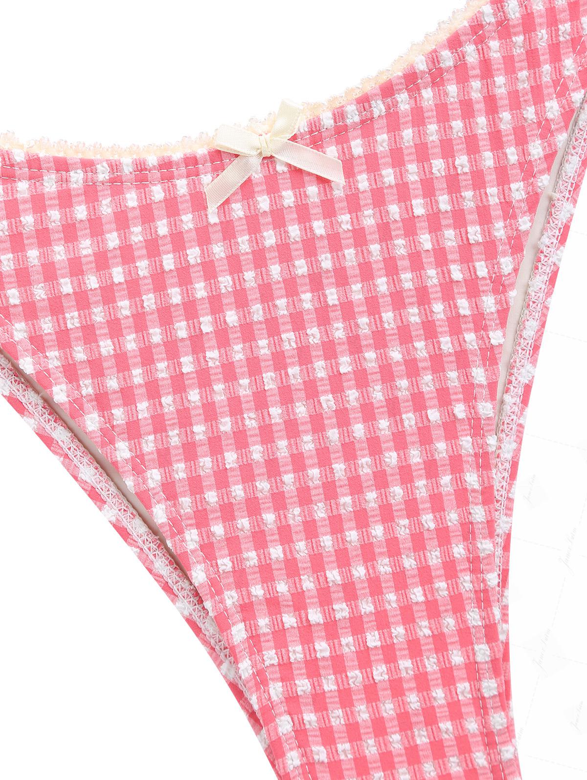Rotes Tankini-Set mit Blasenmuster, Spitze und Schleife - Image 5