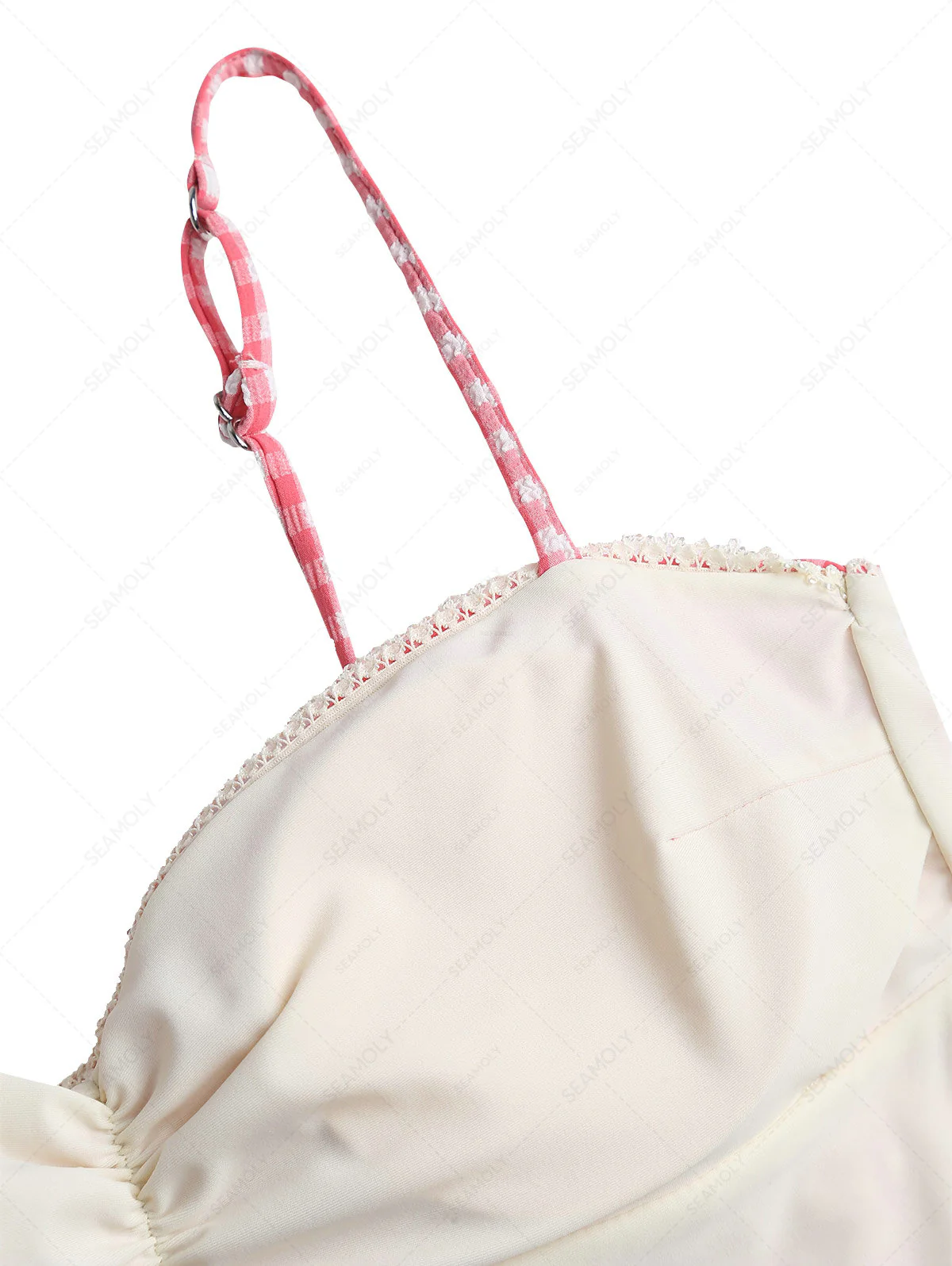 Rotes Tankini-Oberteil mit Spitzenborte und Schleife - Image 3