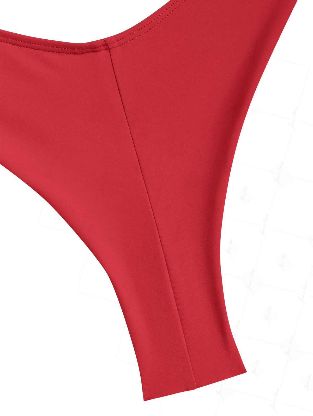 Rotes Bikini-Set mit gerafftem Neckholder-Triangel-Top und frechem brasilianischem Höschen - Image 5