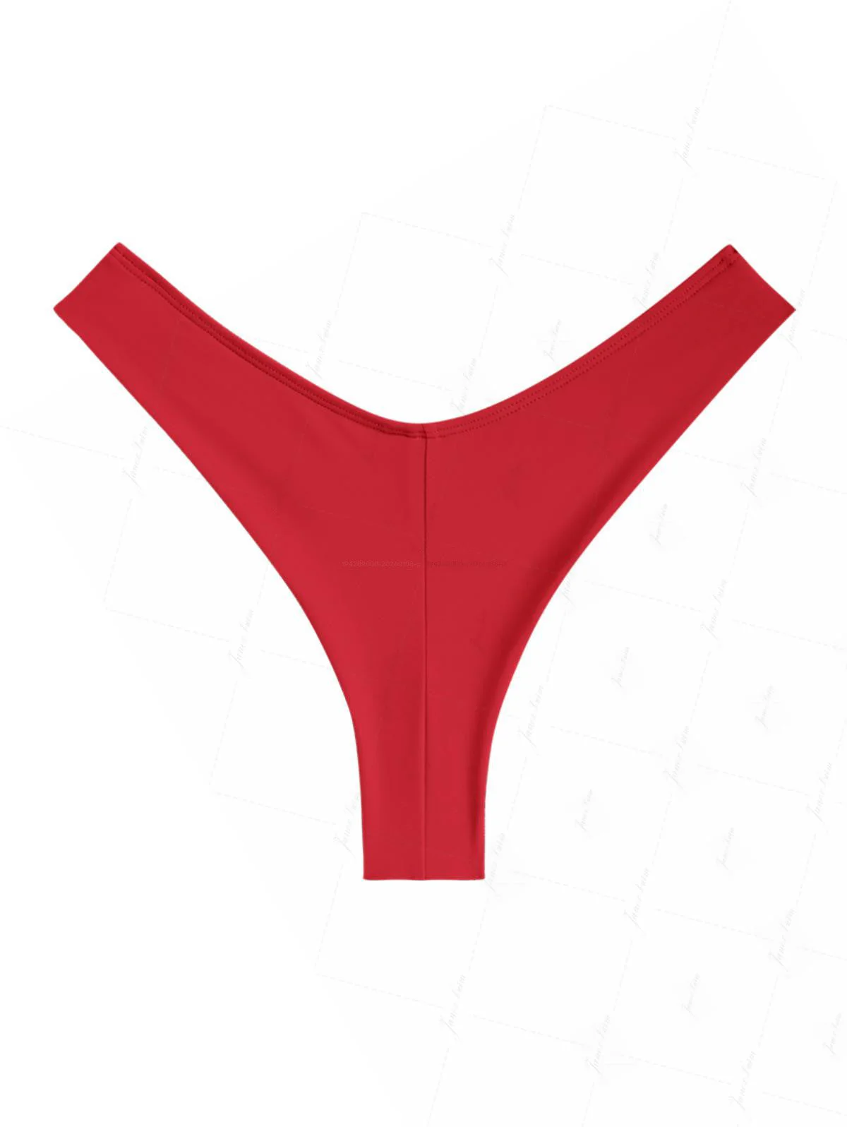 Roter, sexy, einfarbiger, hochgeschnittener, frecher brasilianischer Bikini-Slip - Image 2