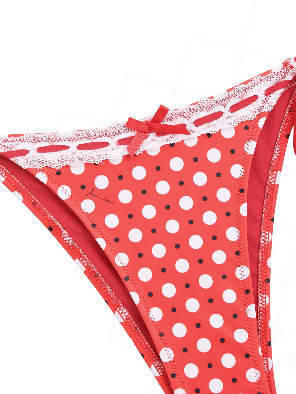 Vintage roter Bikini-Slip mit Polka-Dots, Schleife und seitlichem Bindeband - Image 10
