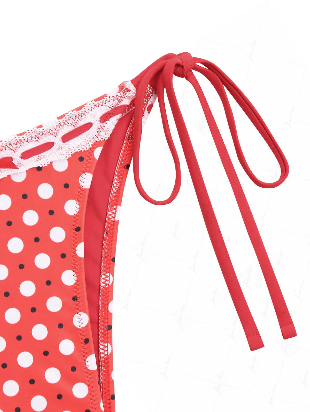 Vintage roter Bikini-Slip mit Polka-Dots, Schleife und seitlichem Bindeband - Image 11