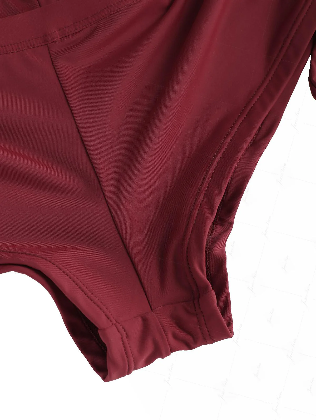 Rotweinfarbene, einfarbige Bikinihose mit seitlichem Raffverschluss, freche Badeshorts - Image 8