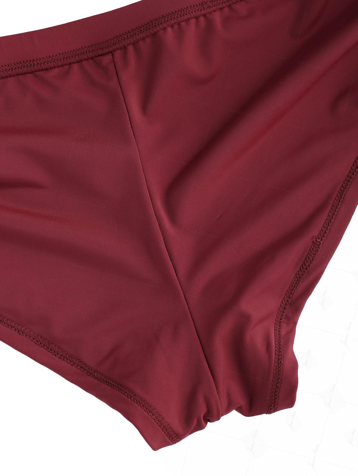 Rotweinfarbene, einfarbige Bikinihose mit seitlichem Raffverschluss, freche Badeshorts - Image 9