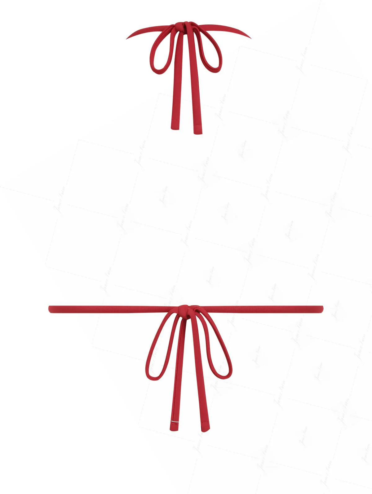 Weißes Triangel-Bikini-Oberteil mit Polka-Dots, Animal-Print und Schleife, Neckholder - Image 2