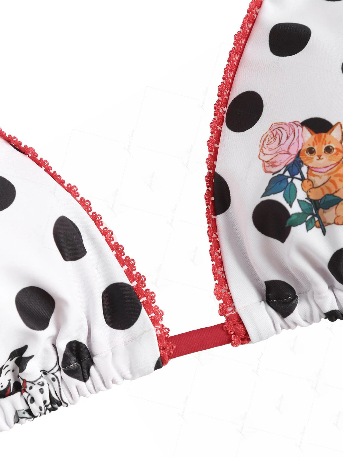 White Polka Dot Animal Print Triangle Top & Cheeky Brazilian Bottom Bikini Set - Image 6