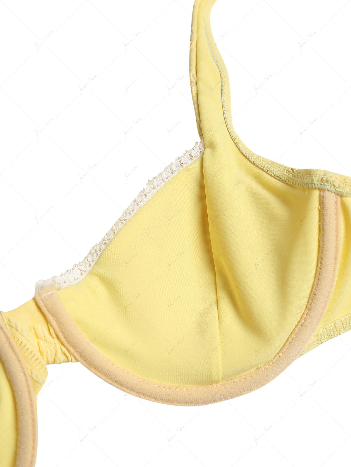 Gelbes Bügel-Bikinioberteil aus strukturierter Spitze mit Schleife aus Jacquard - Image 8