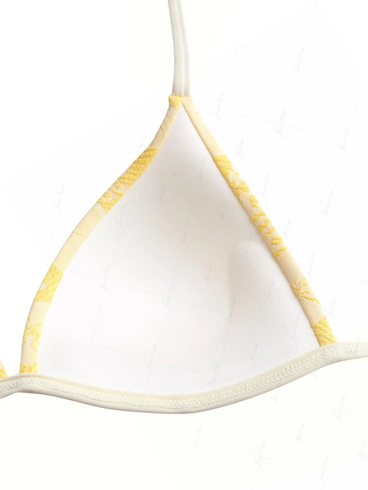 Gelbes Bikini-Oberteil aus recyceltem Jacquard-Stoff mit Neckholder und Triangel-Push-up-Effekt - Image 5