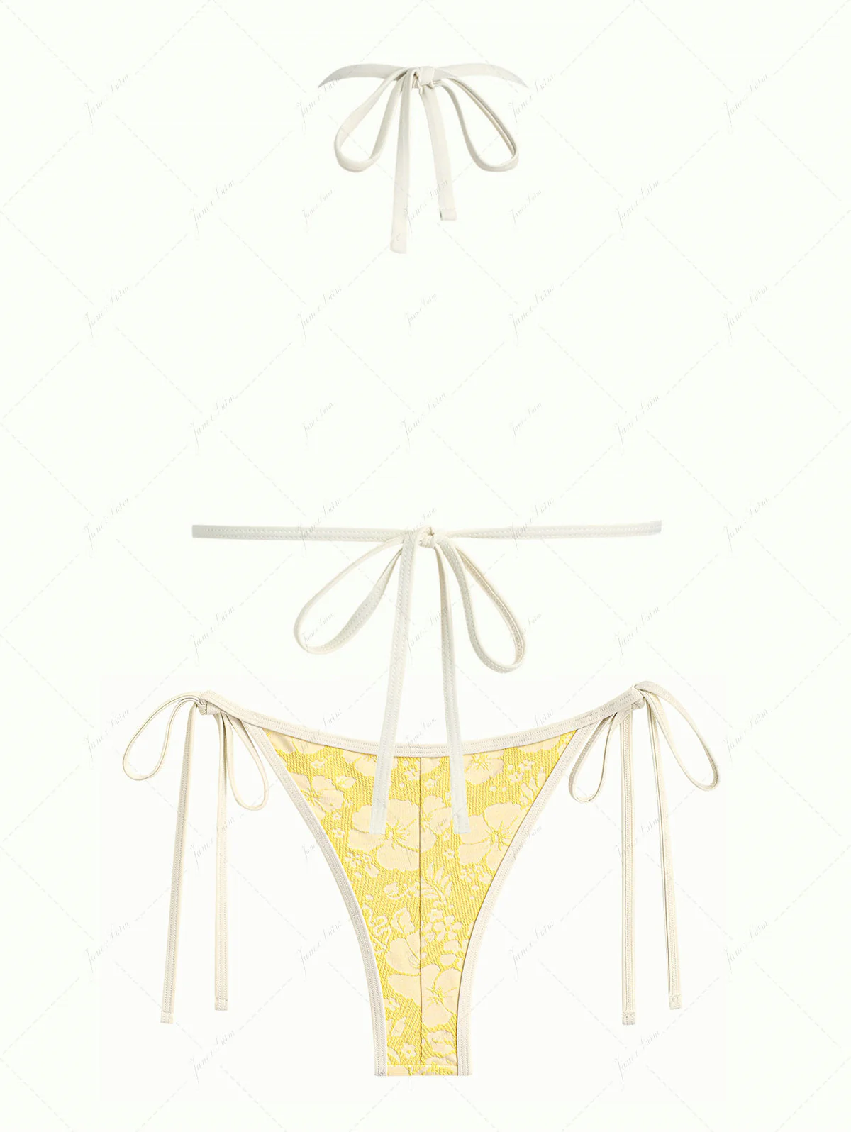 Gelbes Bikini-Set aus recyceltem Jacquard-Stoff: Push-up-Oberteil und freches brasilianisches Höschen - Image 2
