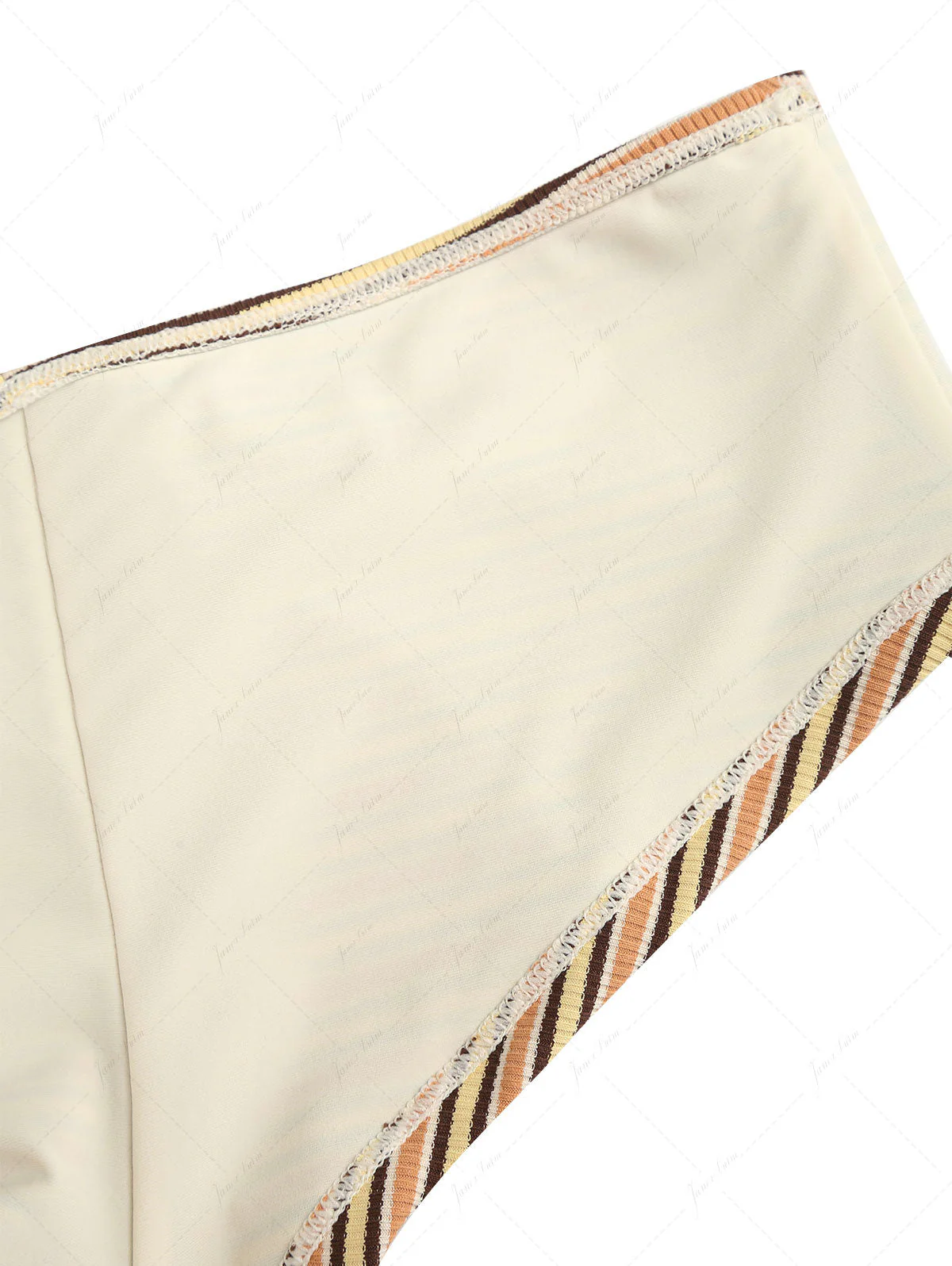 Yellow Ribbed Knit Striped Triangle Push Up Top & Cheeky Boyshorts Bikini Set - Image 7