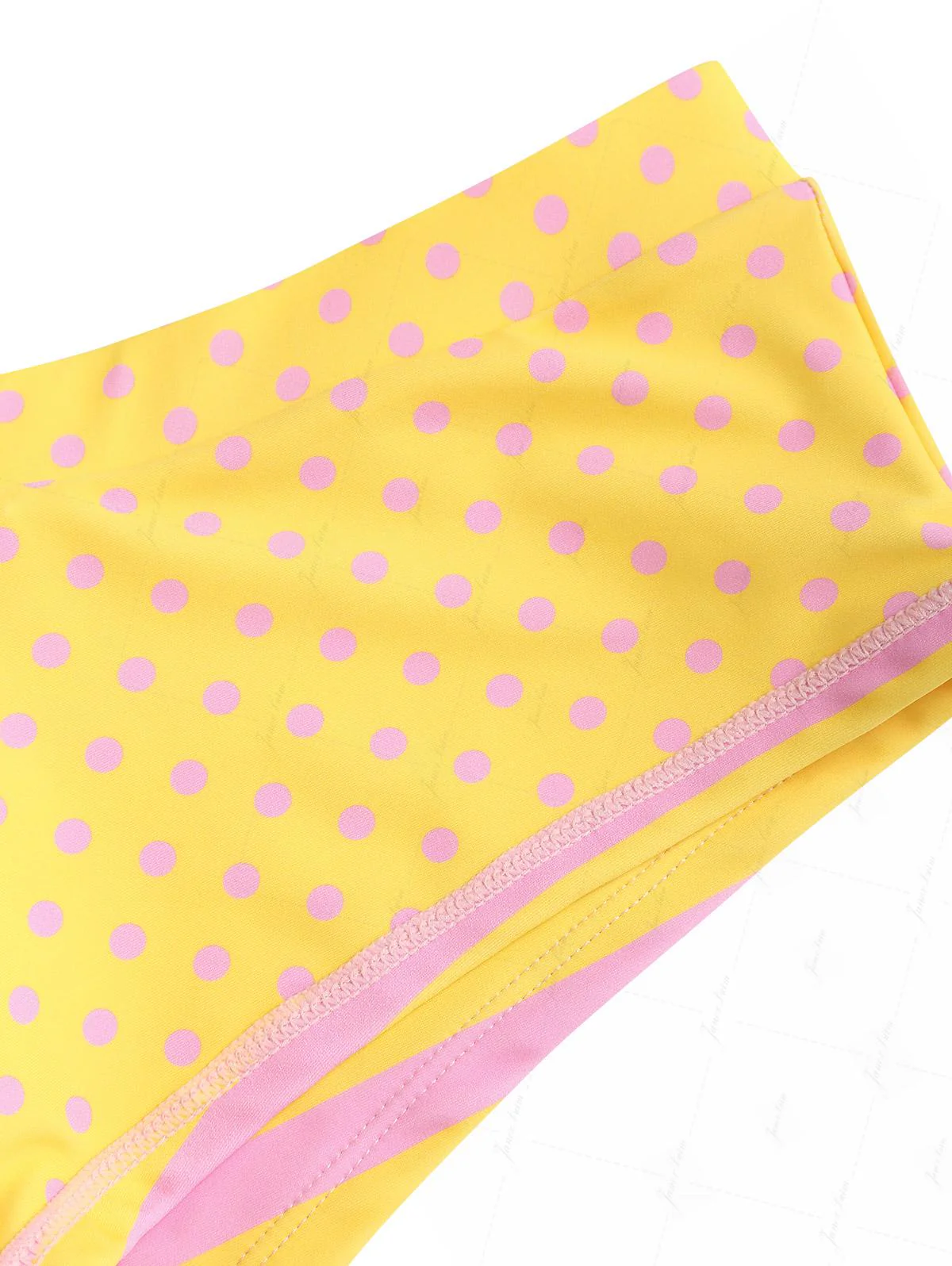 Gelb gestreiftes Bikini-Set mit Polka-Dots, O-Ring-Oberteil, doppellagigem Oberteil und frechen Boyshorts - Image 6