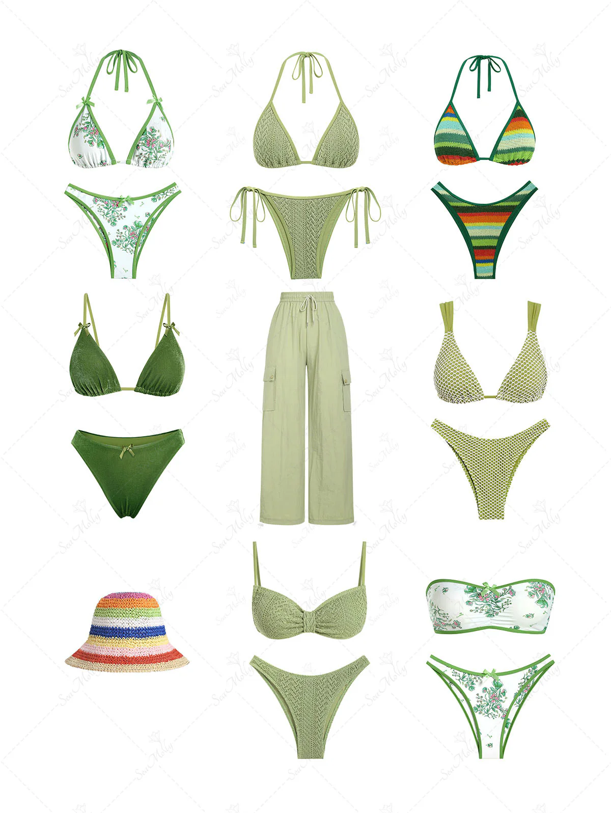 Seamolly Bandeau-Bikiniset mit Blumenmuster, Schleifendekor, Rüschen und Schnürung - Image 8
