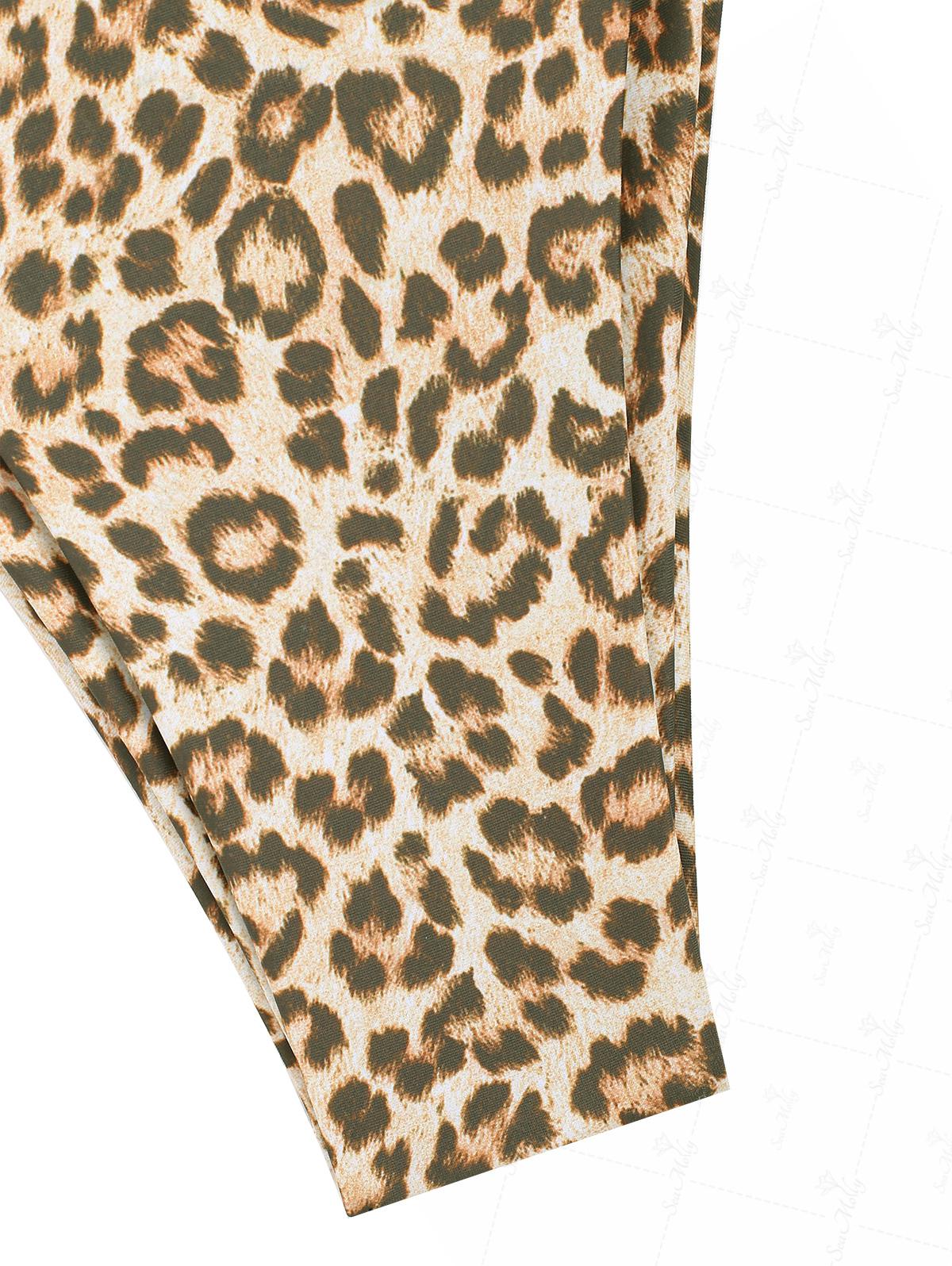 Seamolly Bikini-Set mit Leopardenmuster, kontrastierender Schleife, Neckholder und Triangel-Bikini mit seitlicher Schnürung - Image 5