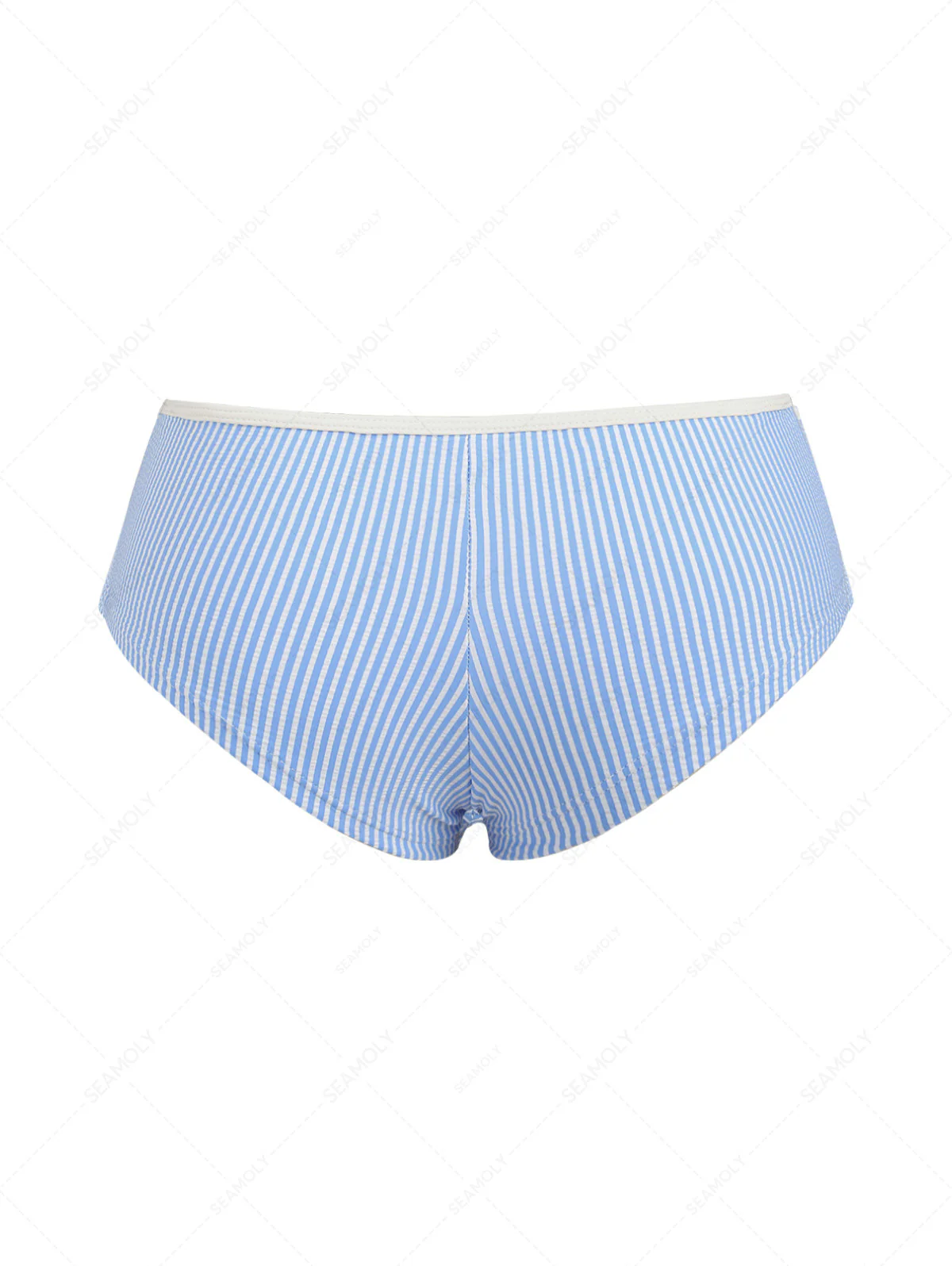 Hellblaue, gestreifte Bikinihose mit niedrigem Bund, freche Badeshorts - Image 6