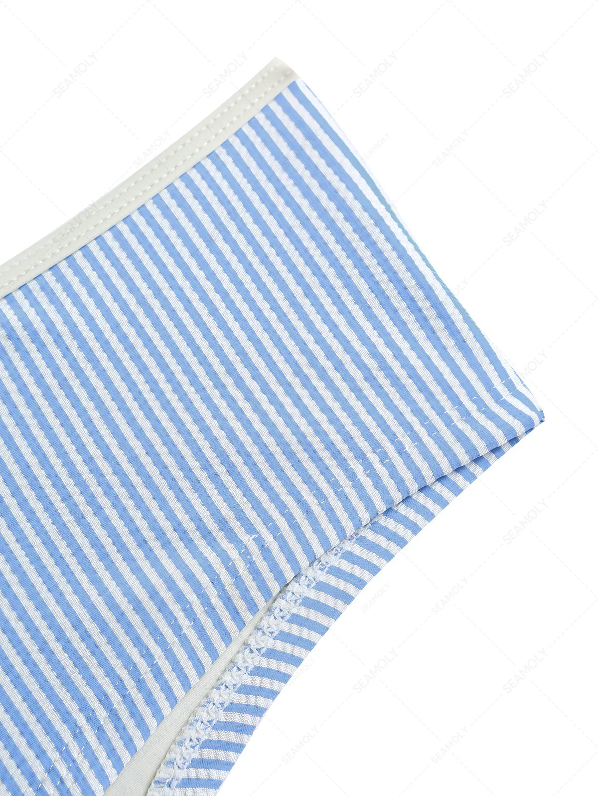 Hellblaue, gestreifte Bikinihose mit niedrigem Bund, freche Badeshorts - Image 8