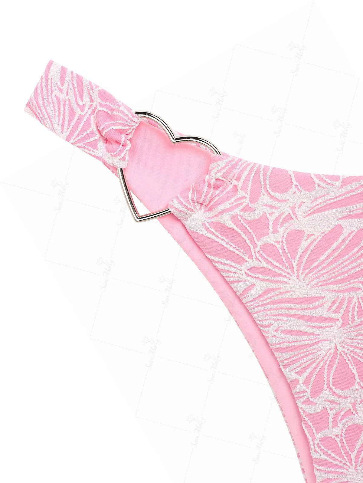 Seamolly Neckholder-Bikini-Set mit floralem Jacquardmuster und herzförmigem Metalldekor - Image 4