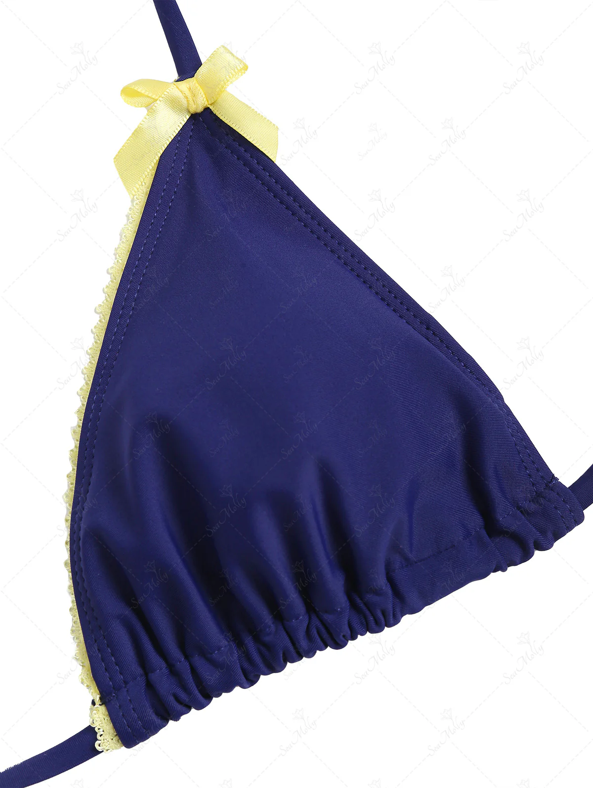 Seamolly Picot Trim Bow Decor Neckholder Tie Triangle String Bikini Set - Image 9