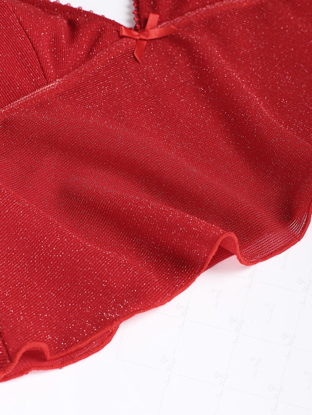 Seamolly Tankini-Set mit Lurex-Glitzer, funkelndem Spitzenbesatz, Schleifendekor und seitlicher Schnürung - Image 7