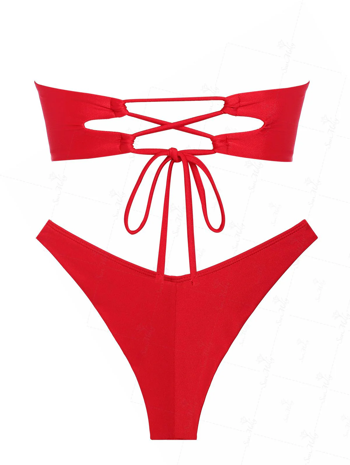 Seamolly Vintage Bikini-Set mit gerafftem U-Ring-Bandeau-Top und frechem brasilianischem Höschen - Image 8