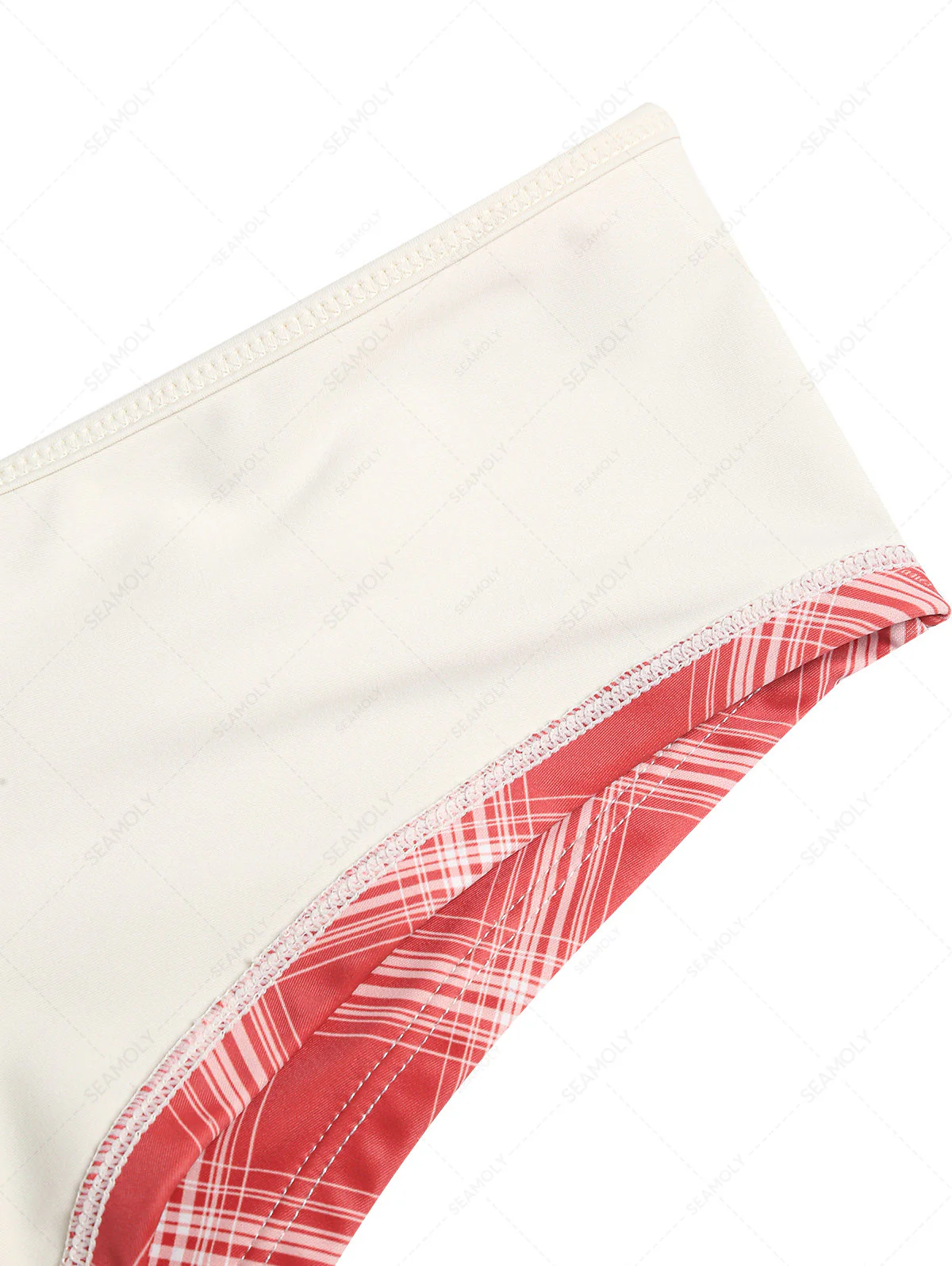 Rotes Vintage-Karo-Bikinihöschen mit Schleife, niedrigem Bund, frecher Bade-Boyshorts - Image 13