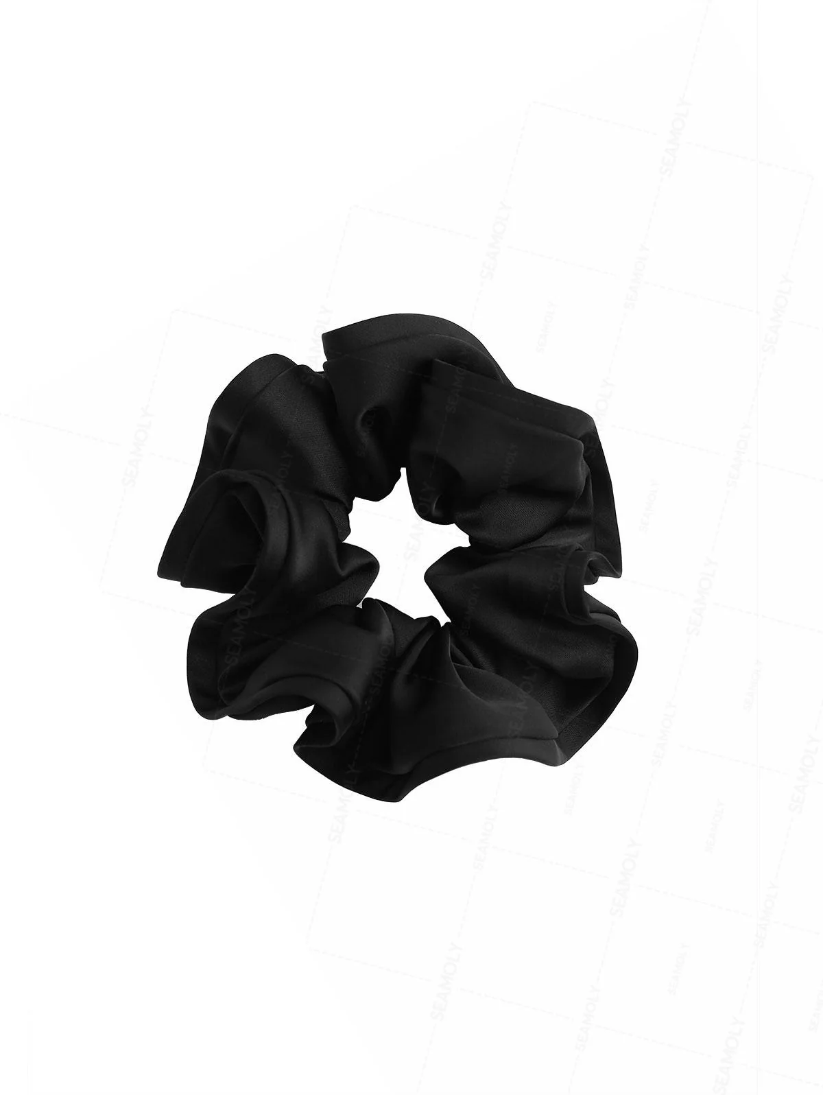 Großes Haargummi aus Satin, einfarbig, in Form einer Blütenknospe, gerüscht - Image 5