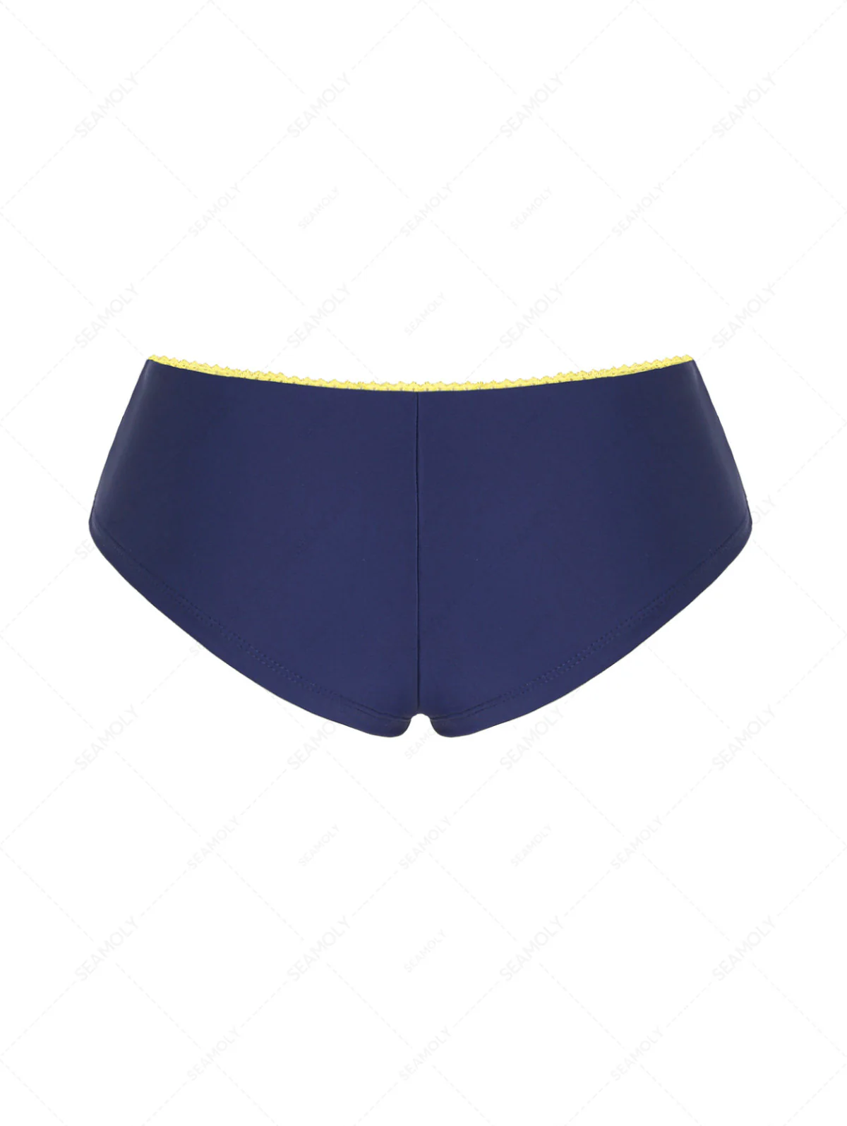 Dunkelblaue Bikinihose mit Schleife und niedrigem Bund, freche Badeshorts - Image 6
