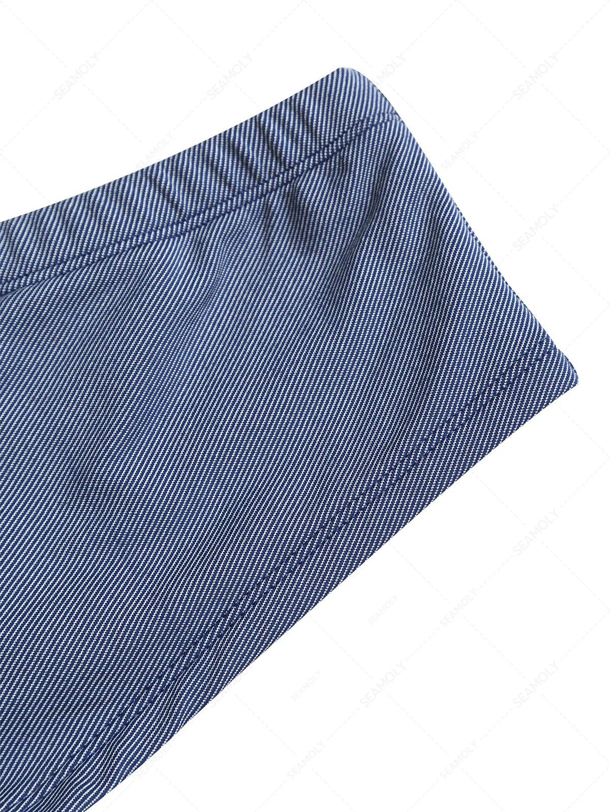 Dunkelblaue Denim-Bikinihose mit Schleife, niedrigem Bund, frecher Schnitt, Badeshorts - Image 12