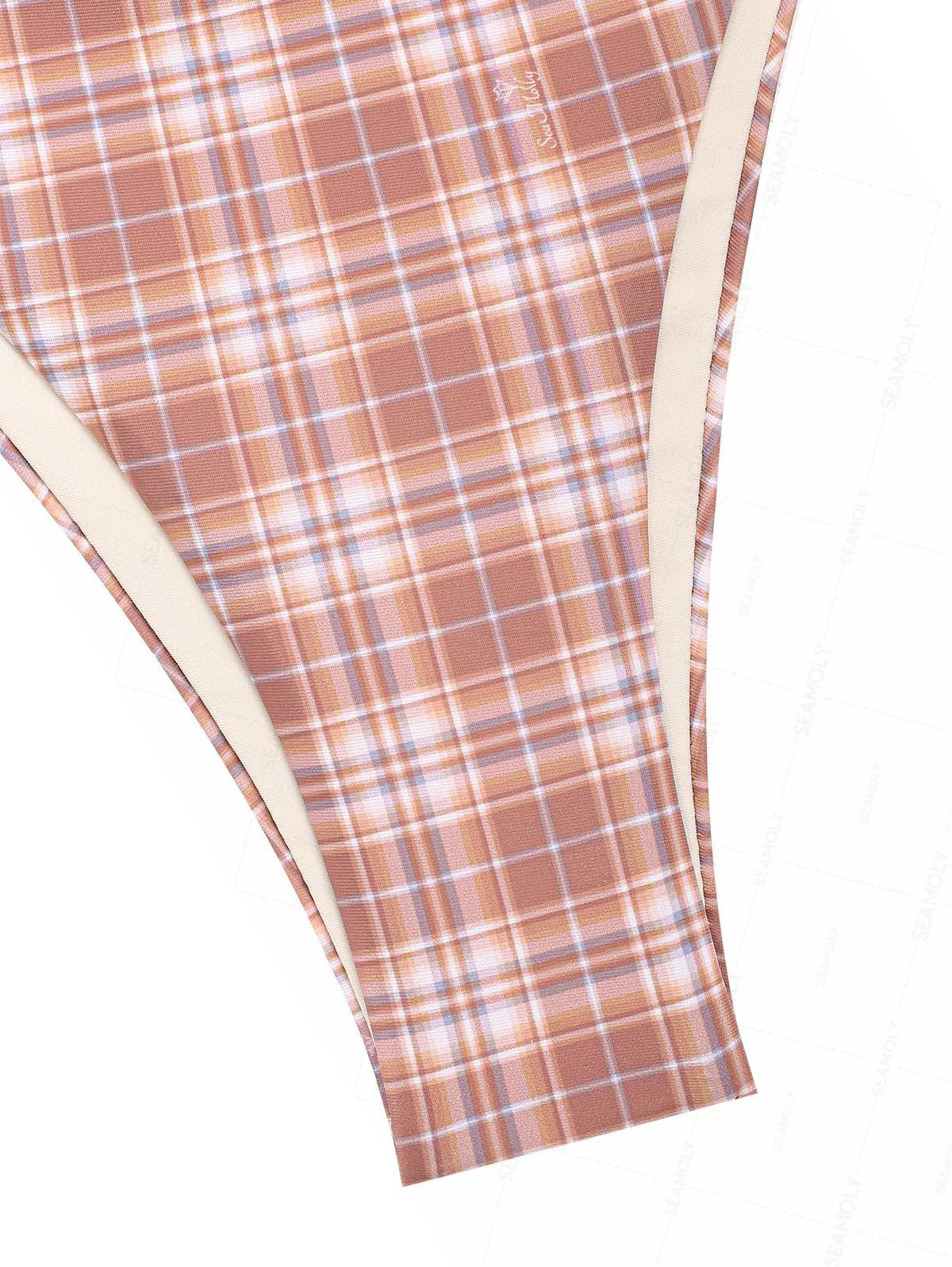 Seamolly Gingham-Bikini-Set mit Spitzenbesatz, Schleife, Dekor, Neckholder, Dreieck, seitlich gebunden - Image 13